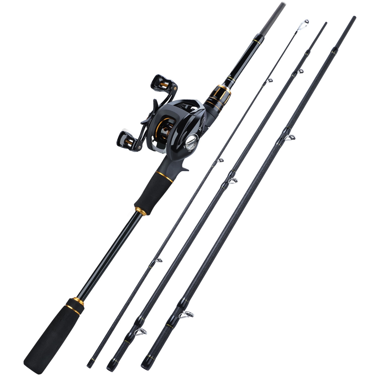 Sougayilang 7'10'' Black Baitcaster Fishing Rod and Reel Combo - Low  Profile Baitcasting Fishing Reel 