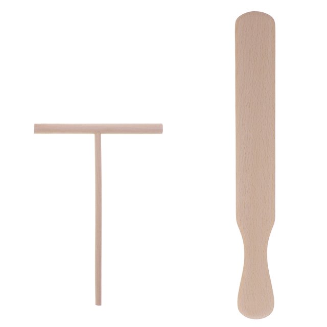2 pcs Pancake Utensils Wooden Rake Spreader and Spatula Spreading Tools for Restaurant Home Food Stall