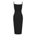 thumbnail image 6 of Wycnly Womens Dresses Sexy High Slit Spaghetti Strap Ruched Bodycon Night Party Club Dresses Fashion Solid V-Neck Sleeveless Long Summer Dress Black XXXL, 6 of 6