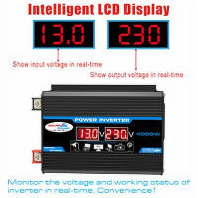Hsankro 4000W Pure Sine Wave Inverter, 12V to 110V, Dual AC Sockets, Remote Control, 1-Pack