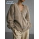 thumbnail image 2 of Cárdigan de punto grueso de lana de cachemira para mujer, suéter elegante de cuello en V con una sola botonadura y manga larga para otoño e invierno, chaqueta básica para mujer, 2 of 5