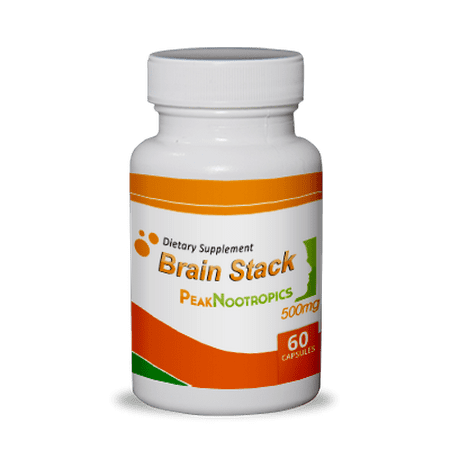 PeakNootropics Brain Stack Capsules - 60 count 500mg Veggie Caps - Nootropic Supplement - 30 Day (Best Nootropic Stack For Adhd)