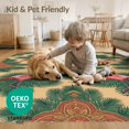 thumbnail image 4 of ODIKA 3'x5' Washable Area Rug Non-Slip, Flatweave, Easy Care Symmetrical Botanical Frond Border Jungle Motif Exotic Leaves Boho Refined for Hallway, Laundry Room, 4 of 7
