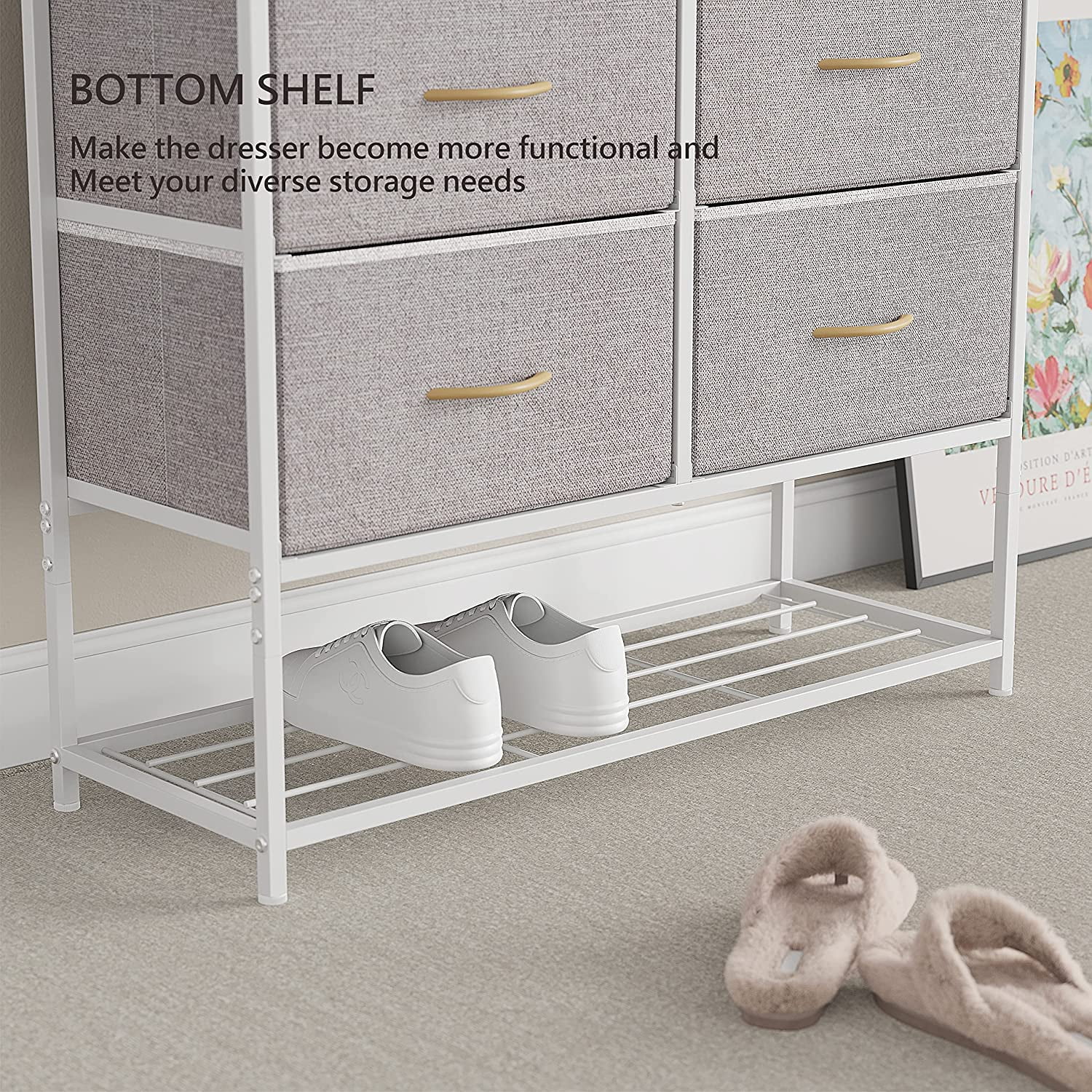 Bedroom with Shoe Racks Shelf, Storage Organizer 8 Drawer Dresser –