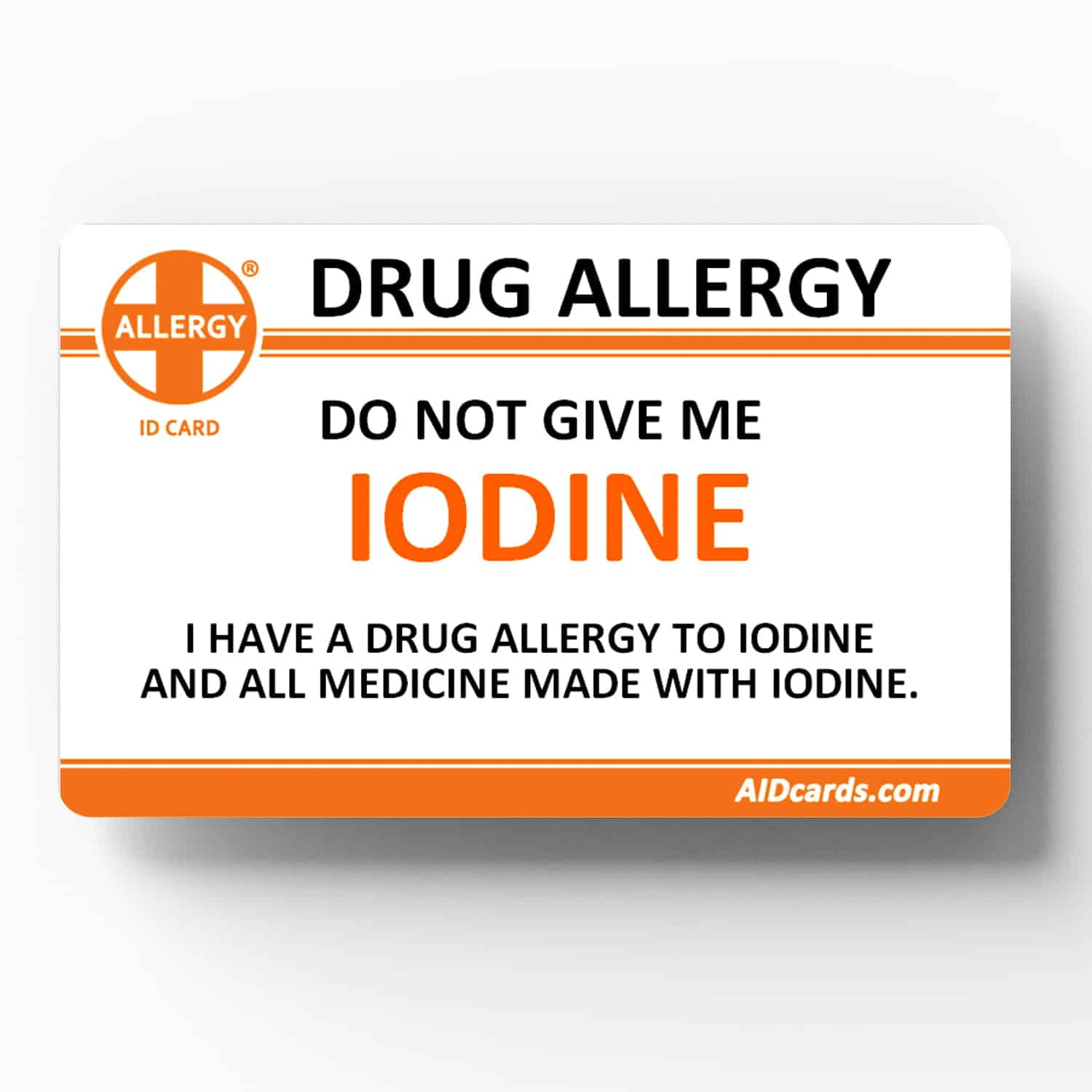 Allergy ID Card Iodine Allergy