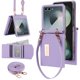 thumbnail image 1 of Funda tipo cartera XIMAND para Samsung Galaxy Z Flip 7, color morado, 1 of 8