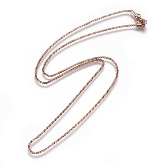 304 Stainless Steel Box Chain Necklaces with Lobster Claw Clasps Rose Gold 19.6 inch(50cm) 1.5mm