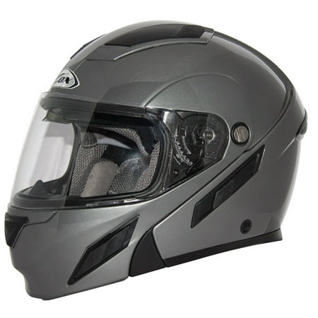 Zox Brigade SVS Modular Motorcycle Helmet Titanium/Silver - Walmart.com