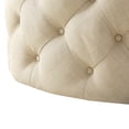 thumbnail image 5 of Inspired Home Niles Beige Linen Ottoman - Tufted Allover, Castered Legs, 5 of 7