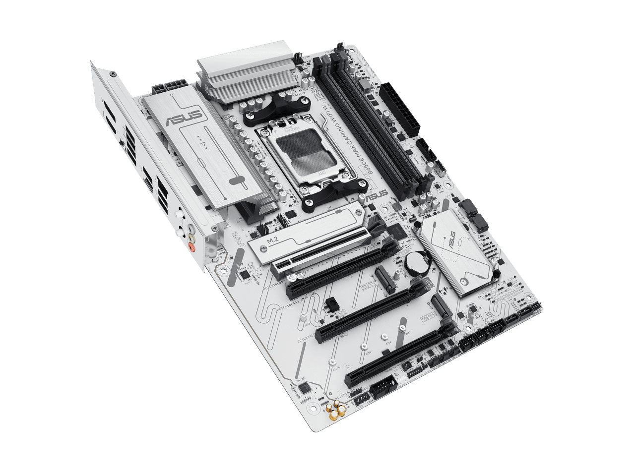 ASUS B650E MAX GAMING WIFI W - AMD B650 AM5, PCIe 5.0, ATX Motherboard, White PCB, DDR5, 3x M.2, Wi-Fi 6E, 2.5Gb LAN, USB 10Gbps Type-C, DisplayPort, HDMI, BIOS FlashBack, Aura Sync, Advanced AI PC