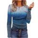 thumbnail image 1 of Moda mujer casual manga larga impreso o-cuello botón blusa camiseta damas tops Pompotops gfhjh16867, 1 of 3