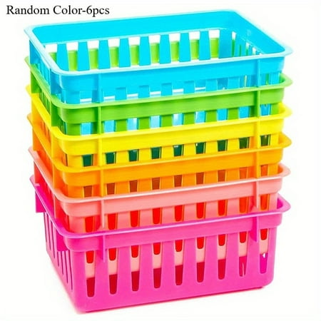 Colorful Office Storage Basket Plastic Stationery Basket Stackable Storage Basket Pencil Storage Box Household Item Storage 6pcs