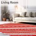 thumbnail image 2 of ODIKA 2'x3' Machine Washable Non-Slip Area Rug, Charming Cane Stripe with Playful Evergreen Branch Sprigs High Traffic Rug with Pad, Red, 621785, 2 of 8
