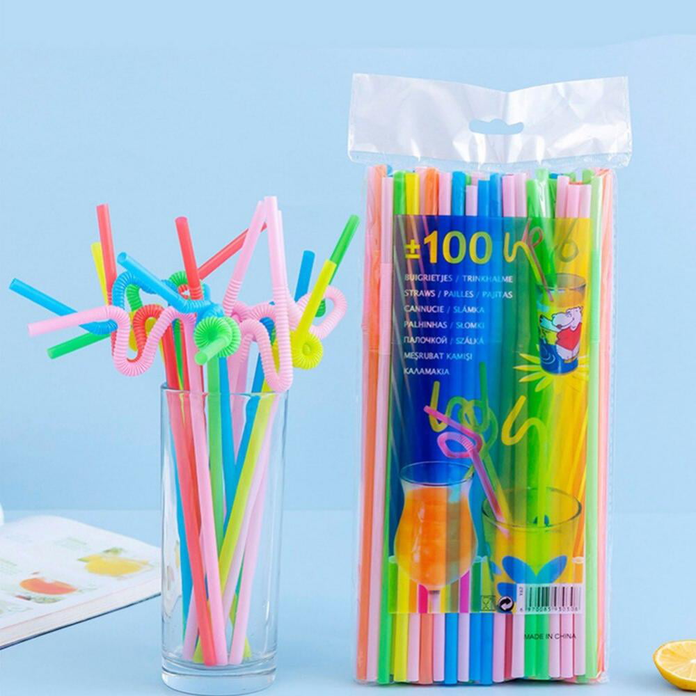Long Disposable Straws Plastic Straws Coffee Drinking Office Flexible Straws HS 
