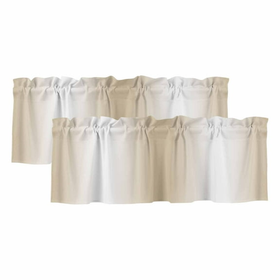 2 Pack Beige Gradient Valance for Window Countryside Farmhouse Abstract Kitchen Valance Rod Pocket Short Curtain Topper Decorative Window Treatment for Living Room Bedroom 60"x18"
