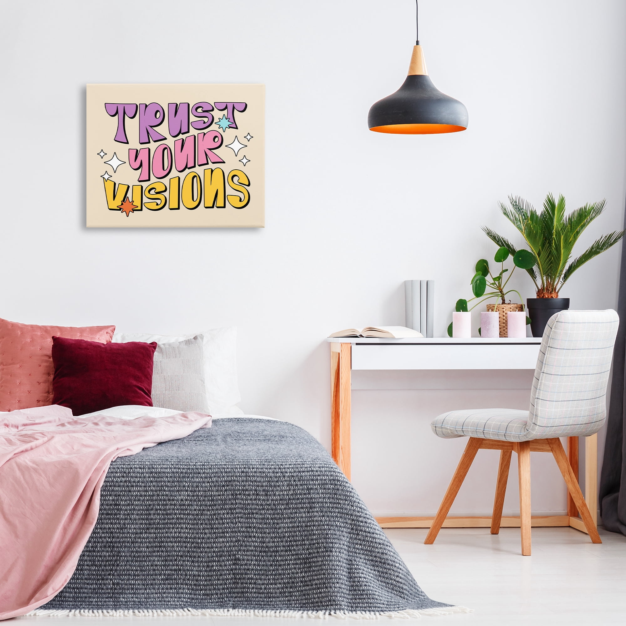 Stupell Industries Retro Trust Your Visions Text & Numbers Painting Wrapped Canvas Art Print Wall Art, 30 x 24