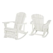 W Unlimited SW2007WT-R2 Zero Gravity Collection Adirondack Rocking Chair with Built-in Footrest, White - Set of 2