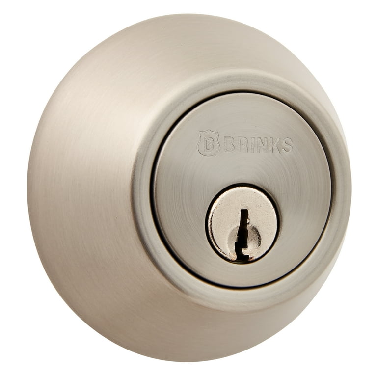 Brinks, Keyed Entry Tulip Doorknob and Deadbolt Combo, Satin, door knob 
