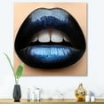 thumbnail image 2 of Designart ' Girl Lips With Black and Blue Lipstick ' Modern Canvas Wall Art Print, 2 of 4