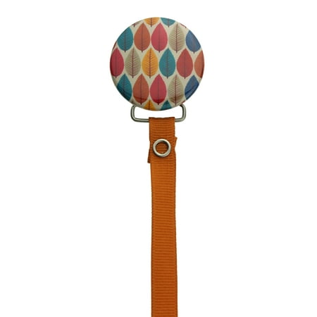 Rust Leaves Pacifier Clip with Matching Ribbon