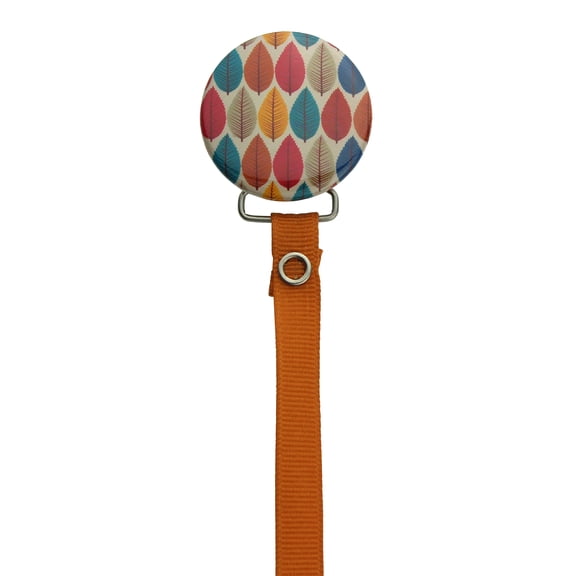 Rust Leaves Pacifier Clip with Matching Ribbon