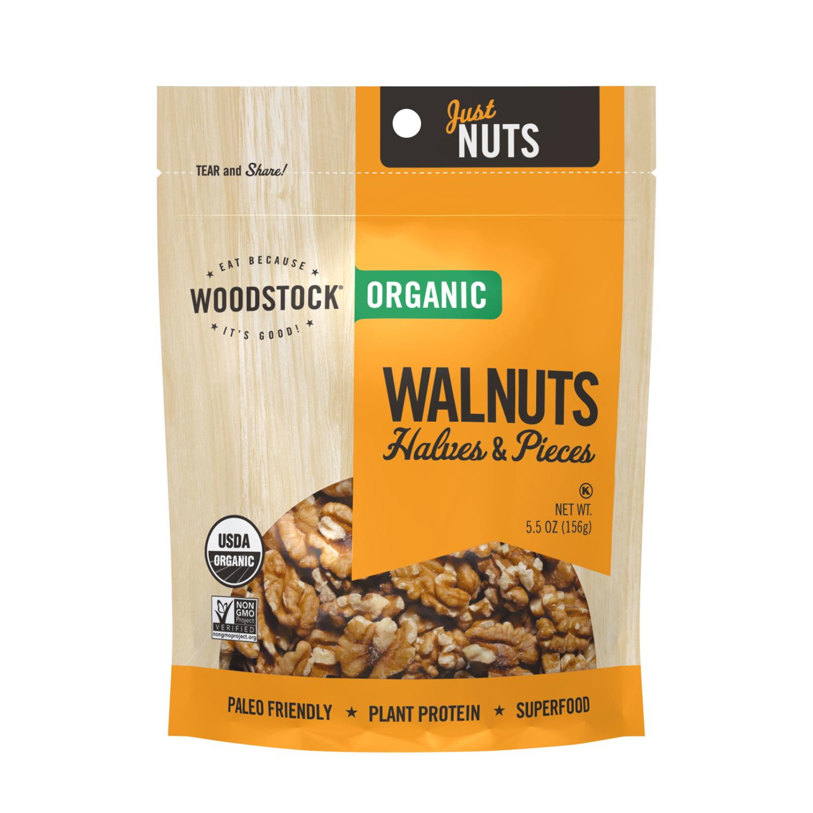 (8 Pack) Woodstock Foods Kosher Walnuts Halves & Pieces, 5.5 Oz