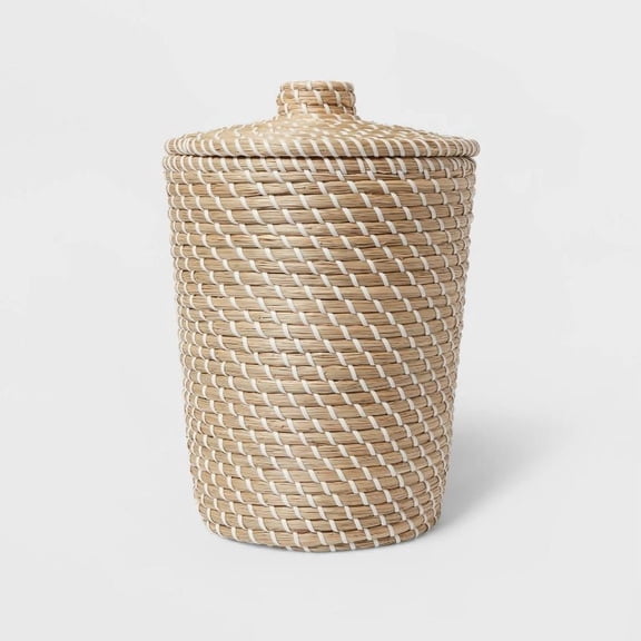 Solid Bathroom Wastebasket Tan - Threshold™: Bohemian Style, 13.19" Height, 568.1ml Capacity