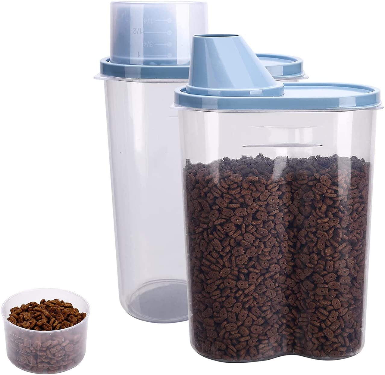 GreenJoy 2 Pack 2lb/2.5L Pet Food Storage Container with Measuring Cup