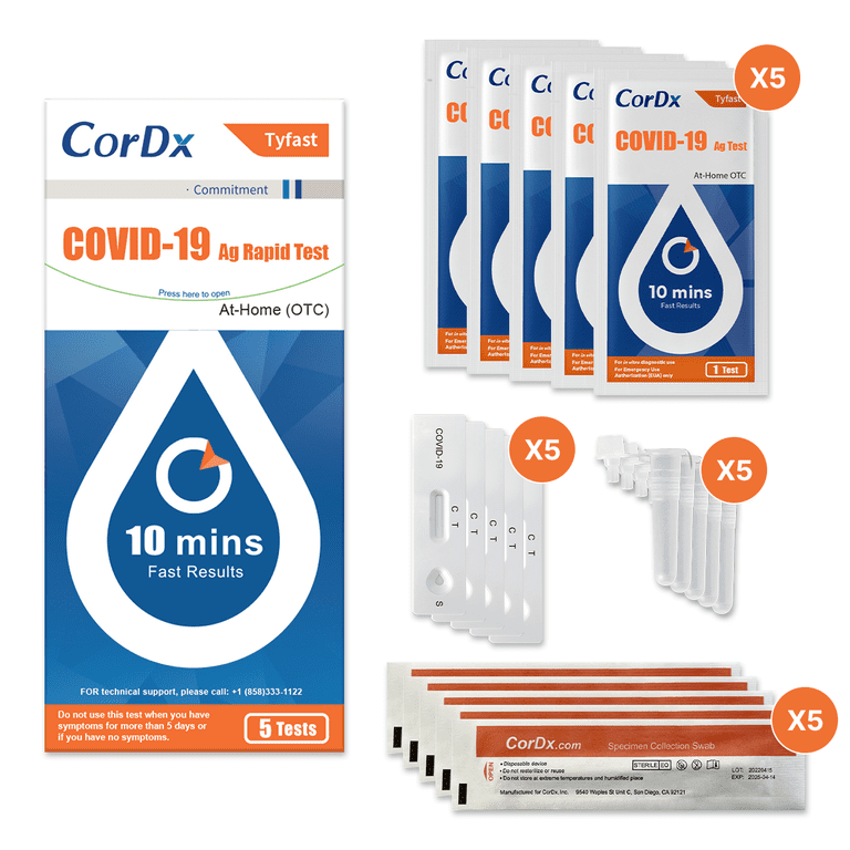CorDx TyFast At-Home Covid-19 Antigen Test Kit, 5 Piece - Walmart.com