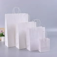 thumbnail image 4 of Bolsas de regalo de papel Kraft con asas, 10/20/30/50 unidades, para compras, manualidades, color marrón y blanco, para fiestas, suministros navideños, 4 of 5