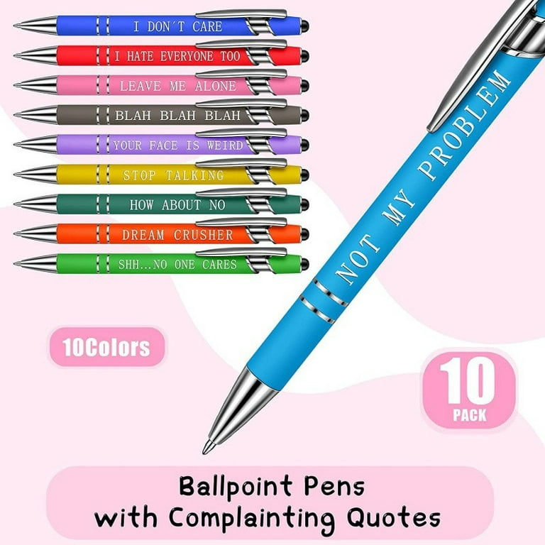 Realhomelove 10PCS Funny Pens Demotivational Complaining