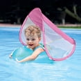 thumbnail image 4 of Sun Protection Swim Ring with Shade Cover, Portable Water Float for Outdoor Play, Breathable Mesh Design Blue Pink Pool Beach Toy, 4 of 7