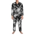 thumbnail image 3 of Yiaed Seamless Pattern With Skulls Print Men’s Pajamas Set - Long Sleeve Button Down Sleep Shirt and Pajama Bottoms Sleepwear Set Mens Pjs Sets Men's Pajama Bottoms-Large, 3 of 7