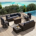 thumbnail image 4 of Sunmthink 10 Tempered Glass Patio Conversation Set with Fire Pit, Blue, 4 of 8
