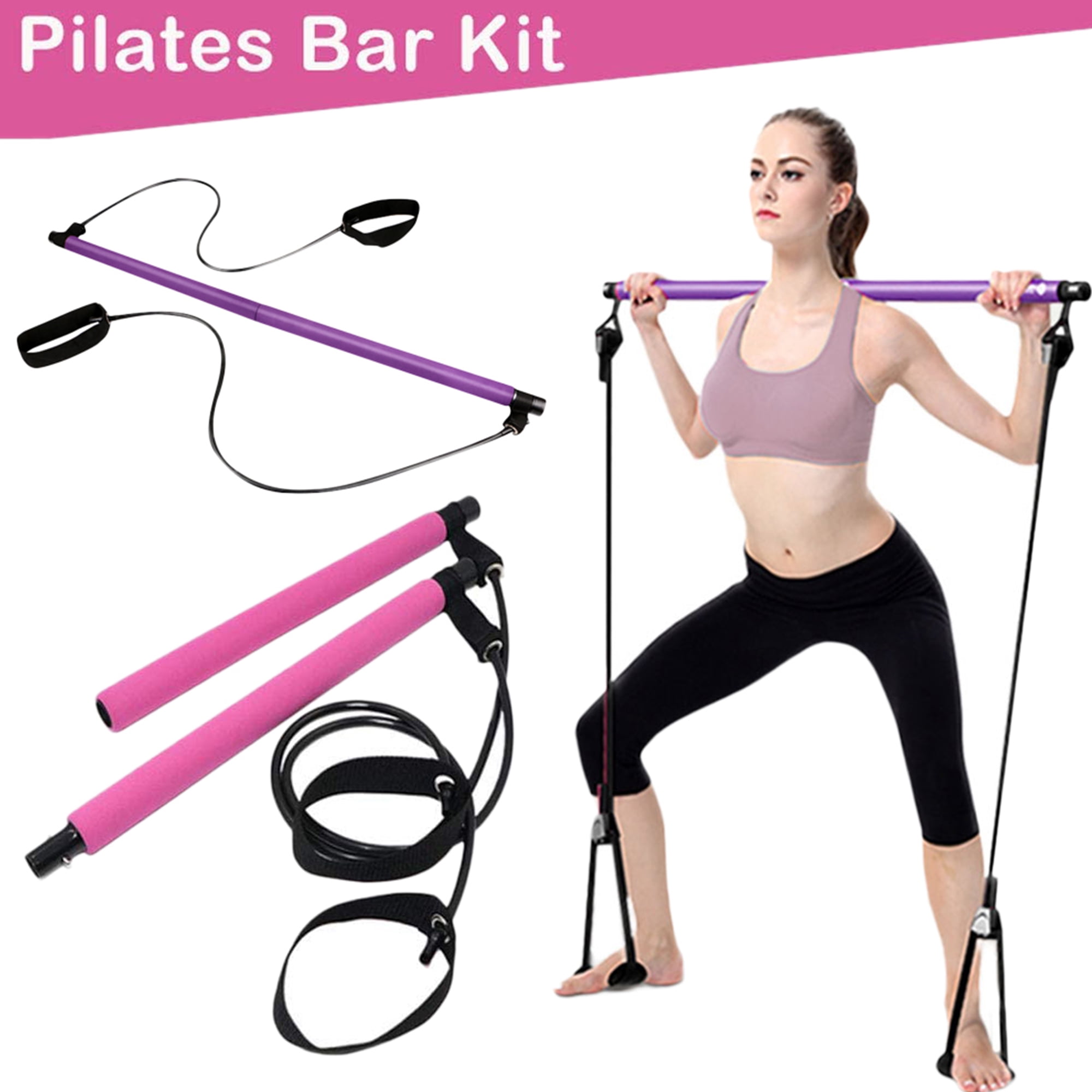 Tragbare Fitnessübung Pilates Bar Kit Stick Yoga Gym Stick Mit Widerstandsband 