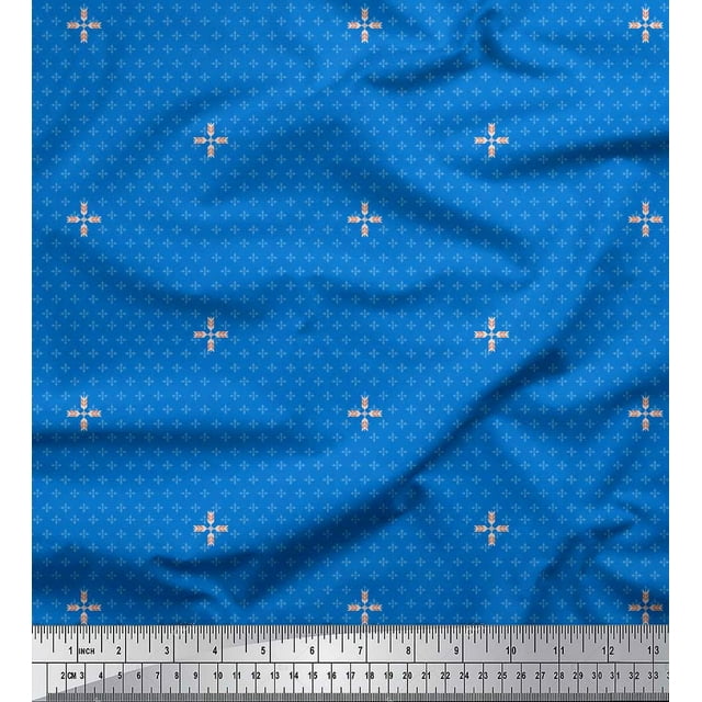 Soimoi Blue Viscose Chiffon Fabric Artistic Floral Print Fabric by Yard 42 Inch Wide