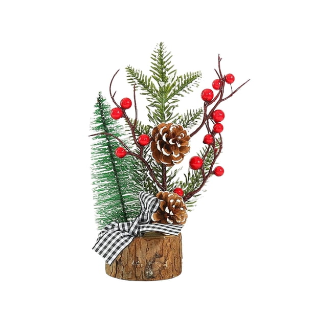 Mini árbol artificial de Navidad en miniatura con luz para decoración de fiestas y oficinas. piñas