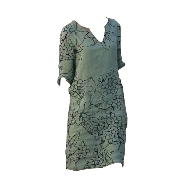 Kcodviy Robe pour Femme Grande Taille Mi-Longue Imprimée à Manches Longues Chandails Robes Grande Taille Robe à Col en V