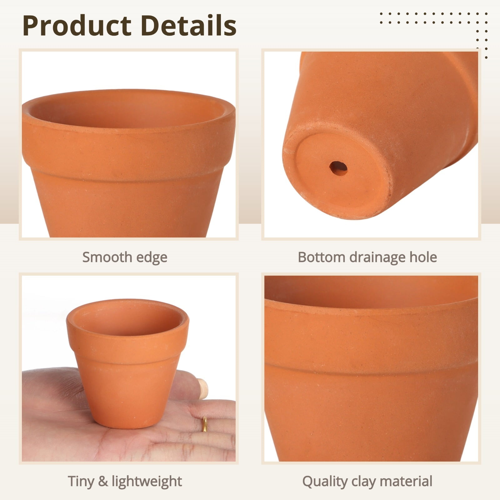 72 PCS Small Clay Pots, Mini Terracotta Pots, Ceramic Pottery Planters Terra Flower Pots, Succulent Nursery Pots for Windowsill Cactus Plant DIY Crafts Festival Events Favors