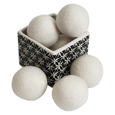 ZG- Home ZGH-106 10156 Wool Dryer Balls 6-Pack, XL Size Premium Reusable Natural Fabric Softener, 3