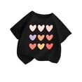 thumbnail image 1 of Plebaso T-Shirts à Imprimé Cœur pour Garçons et Filles, Col Rond, Manches Courtes Décontractées, Hauts Graphiques Mignons pour Enfants, 1 of 3