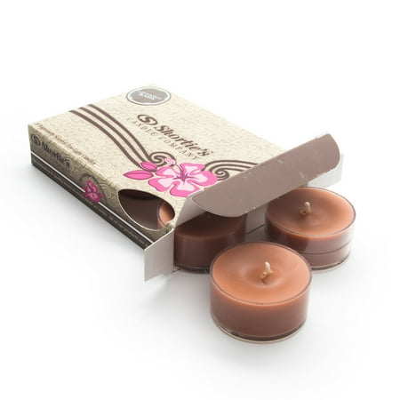 Cinnamon Tealight Candles - Cinnamon Bark Tealight Candles - Highly Scented with Essential & Natural Oils - 6 Brown Hand Poured Tea Lights - Clear Container for Beautiful Candlelight - Bakery & Food Collection