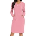 thumbnail image 2 of Womens Work Dresses Long Sleeve Hooded Dress for Women with Pocket Hoodie Dress Fall Sweatshirts Midi Dress Maxi Fall Dress S-88 Pink-a S, 2 of 6