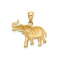 thumbnail image 3 of 14K Yellow Gold Elephant Pendant for Women or Unisex, Textured Animal Charm with Raised Trunk Symbolizing Luck Strength Wisdom, Hindu Spiritual Cultural Jewelry, 3 of 6
