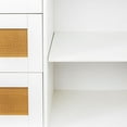 thumbnail image 4 of Sideboard Cabinet, Buffet Cabinet with Rattan Doors, 3 Drawers, Open Shelves for Home, Entryway, Dining Room - SMT-WR033W, 4 of 5