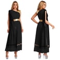 thumbnail image 6 of Hansber Women Ancient Greek Princess Roman Toga Dress One Shoulder Full Length Praise Dance Tunic Dress Black M, 6 of 7