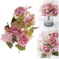thumbnail image 2 of European Style Peony Artificial Flower Bouquet, Small Silk Flowers for Home Decor, Vase Arrangements, Wedding Accessories, Table Centerpieces, A 24Cm European-Style Mini Peony Bouquet, 2 of 9