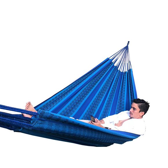 Deluxe Brazilian Style Double Hammock - Blue and Black