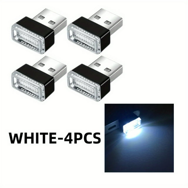 MesaSe 4pcs Universal USB Car Interior Atmosphere Lamps Auto Interior Mini LED USB Lights Car Plug In USB Night Light Car Ambient Light For Car Decoration