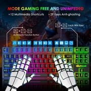 Gaming Keyboard and Mouse Combo, 88Keys Compact Rainbow Backlit Mechanical Touch Keyboard, RGB Backlit 6400 DPI Lightweight Gaming Mouse with Honeycomb Case for Windows PC Gamers (Black)